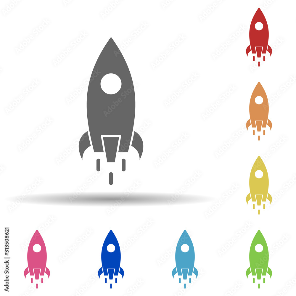 Poster rocket, initiation in multi color style icon. simple glyph, flat vector of business icons for ui and