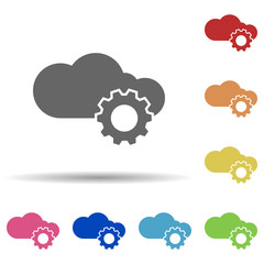 Cloud, gear, virtual machine in multi color style icon. Simple glyph, flat vector of business icons for ui and ux, website or mobile application