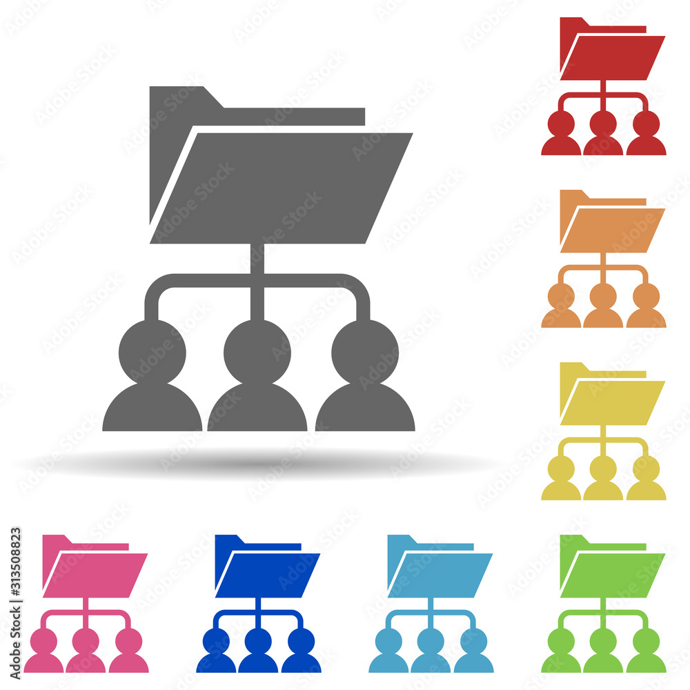 Poster folder, connection, worker, data-driven hr in multi color style icon. simple glyph, flat vector of b