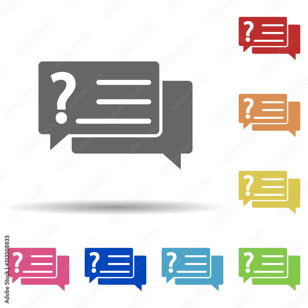 Poster speech, question, question-answer system in multi color style icon. simple glyph, flat vector of bus