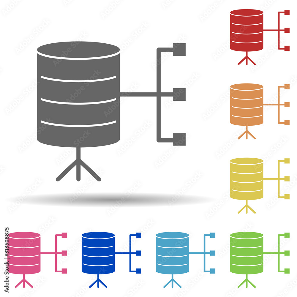 Aufkleber data, connection, relational database in multi color style icon. simple glyph, flat vector of busine