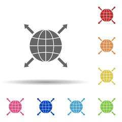 World, arrow, global, opportunities for organization in multi color style icon. Simple glyph, flat vector of business icons for ui and ux, website or mobile application