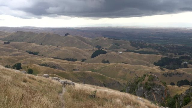 The View from Te Mata Peak Hill in Napier New Zealand on a stormy day