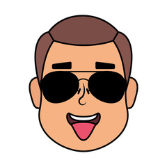 young man head with sunglasses character