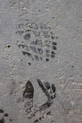 Shoe print on concrete