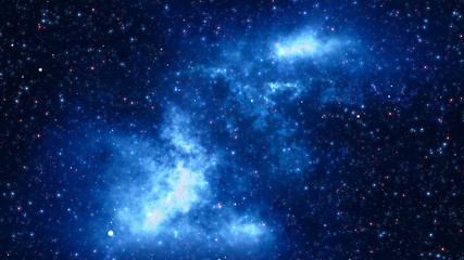 Magnificent Blue Shine Abstract Starry Sky And Nebula Galaxy On The Space