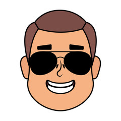 young man head with sunglasses character