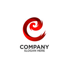 letter C with wave logo design