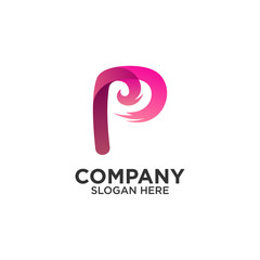 letter P with wave logo design