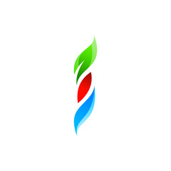 Naklejka premium colorful letter I with plant logo design