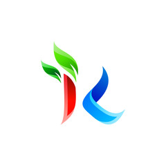 Fototapeta na wymiar colorful letter K with plant logo design