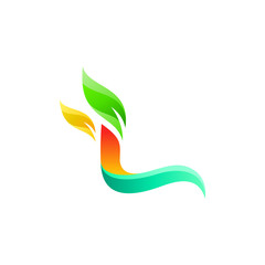 colorful letter L with plant logo design