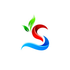 colorful letter S with plant logo design