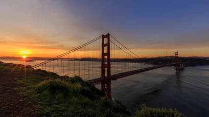 Cercles muraux Pont du Golden Gate pont du golden gate au lever du soleil