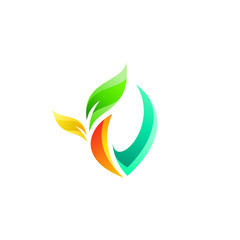colorful letter v with plant logo design
