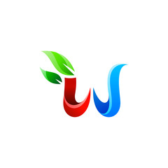 colorful letter W with plant logo design