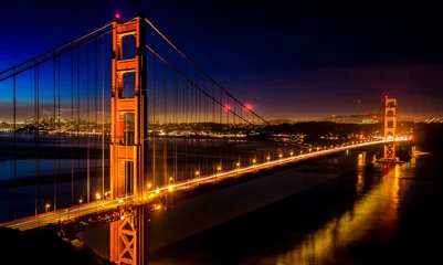 Foto op Plexiglas Golden Gate Bridge golden gate bridge bij nacht