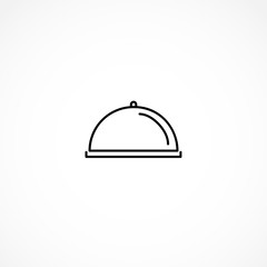 Covered with a tray of food line icon on white background
