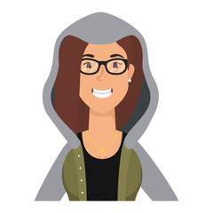 cute young woman with eyeglasses character