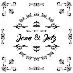 Classic ornament frame, vintage border set Premium Vector