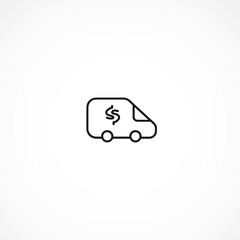 Cash transit van icon on white background