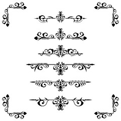 Classic ornament frame, vintage border set Premium Vector