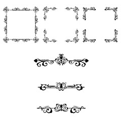 Classic ornament frame, vintage border set Premium Vector