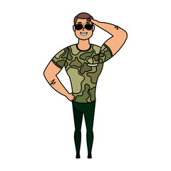 young man with military clothes character