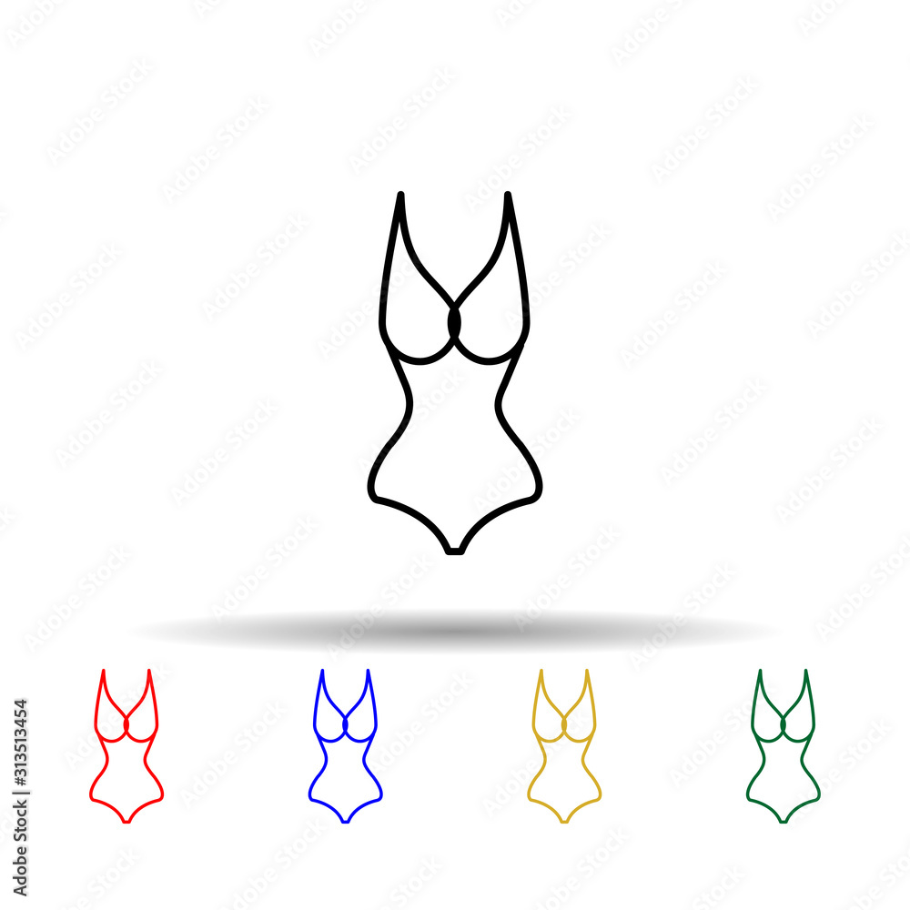 Poster swimsuit multi color style icon. simple thin line, outline vector of clothes icons for ui and ux, we