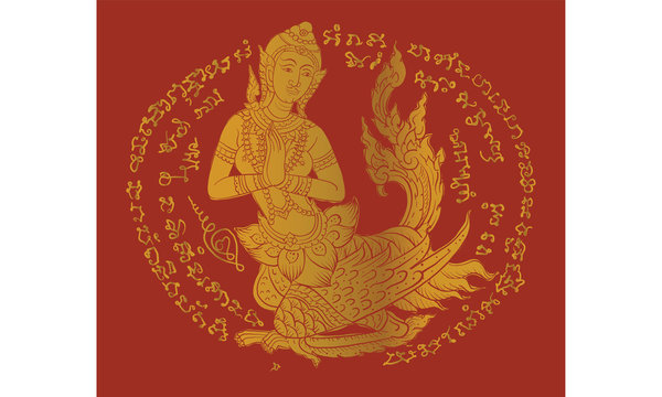 hai traditional tattoo, Thai traditional painting in temple, vector Thai traditional tattoo vector
