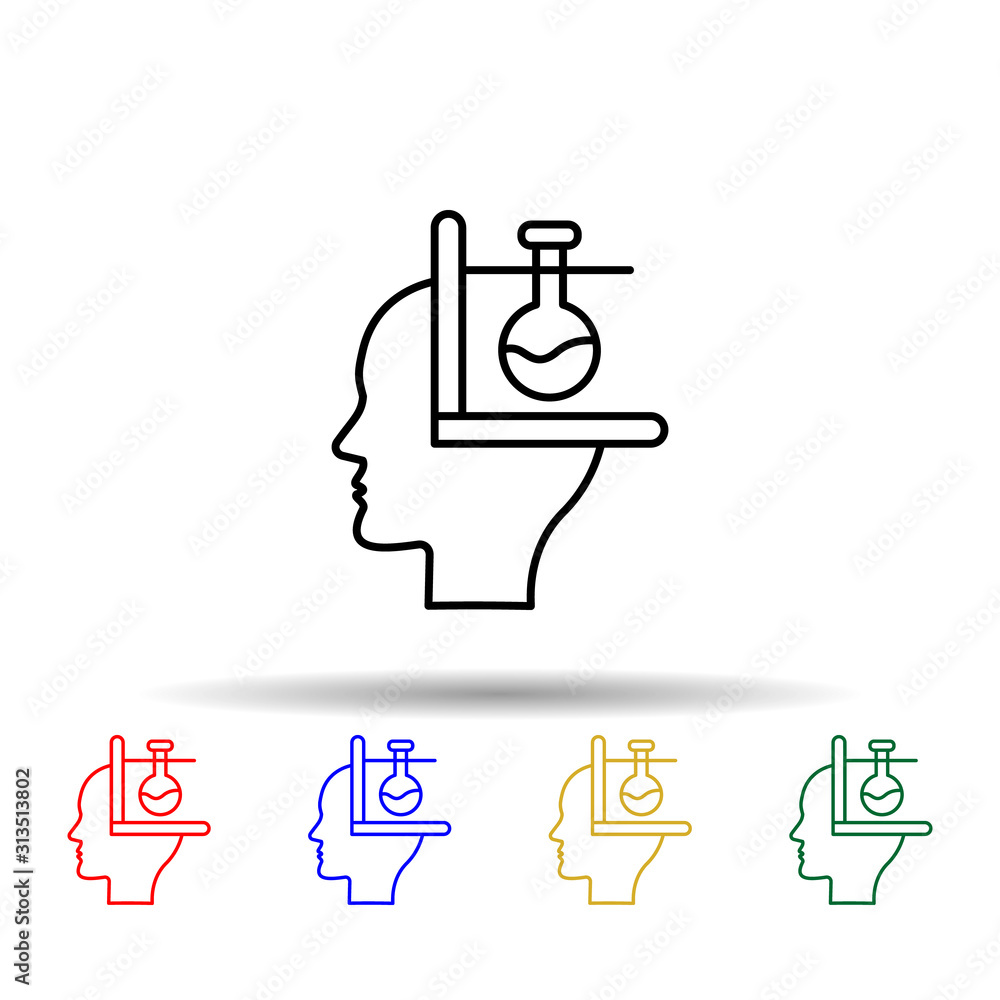Poster brain, test tube multi color style icon. simple thin line, outline vector of creative thinking icons