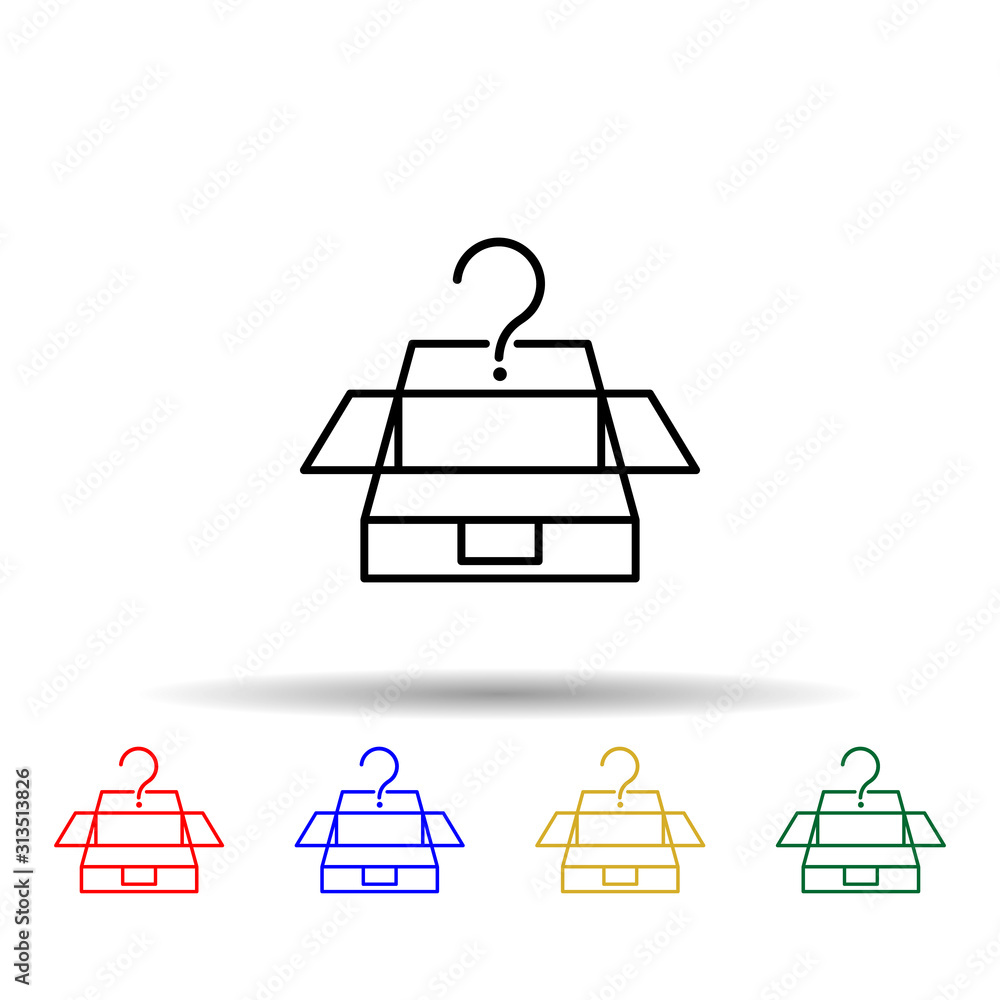 Poster box, question mark, mind multi color style icon. simple thin line, outline vector of creative thinki