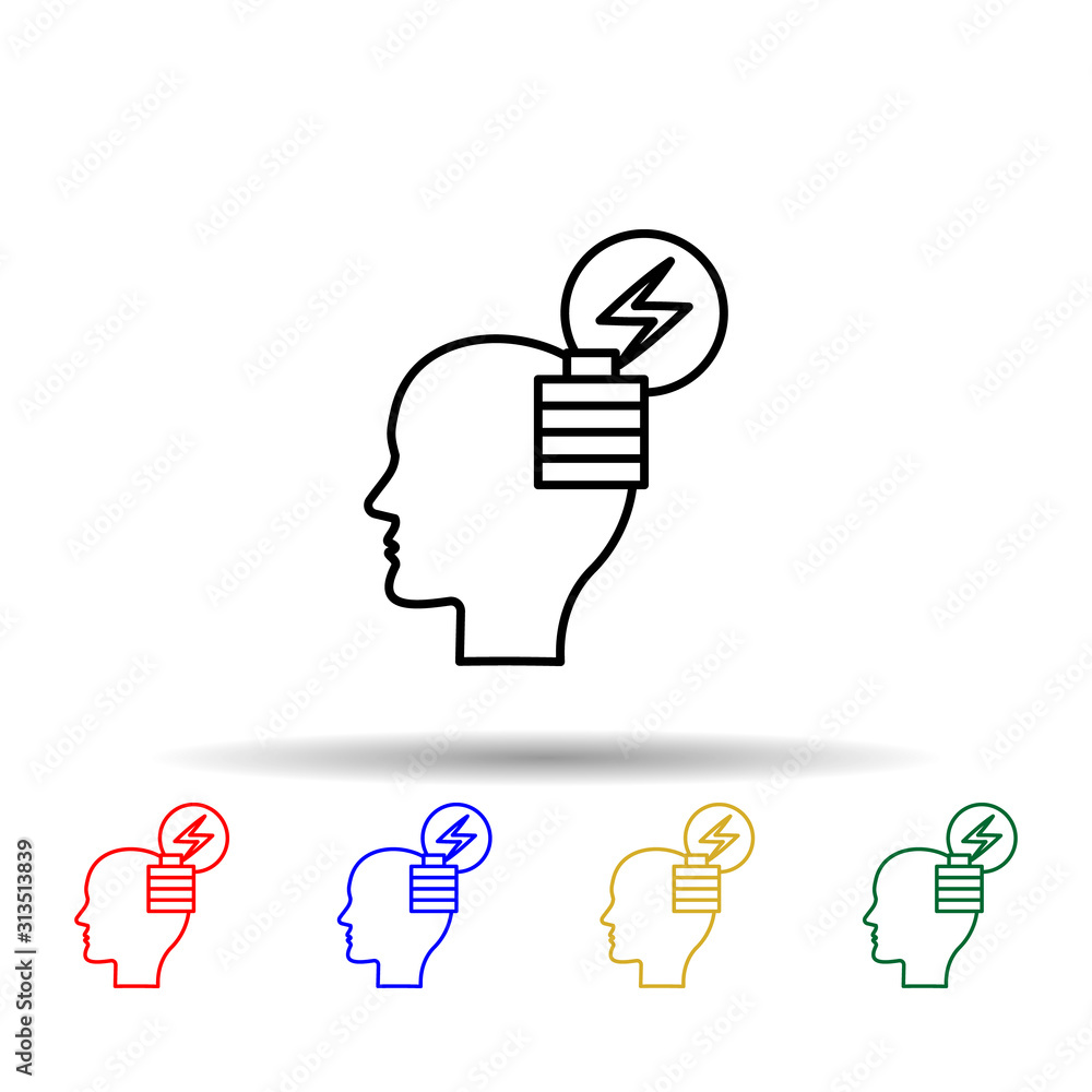 Poster brain, energy multi color style icon. simple thin line, outline vector of creative thinking icons fo