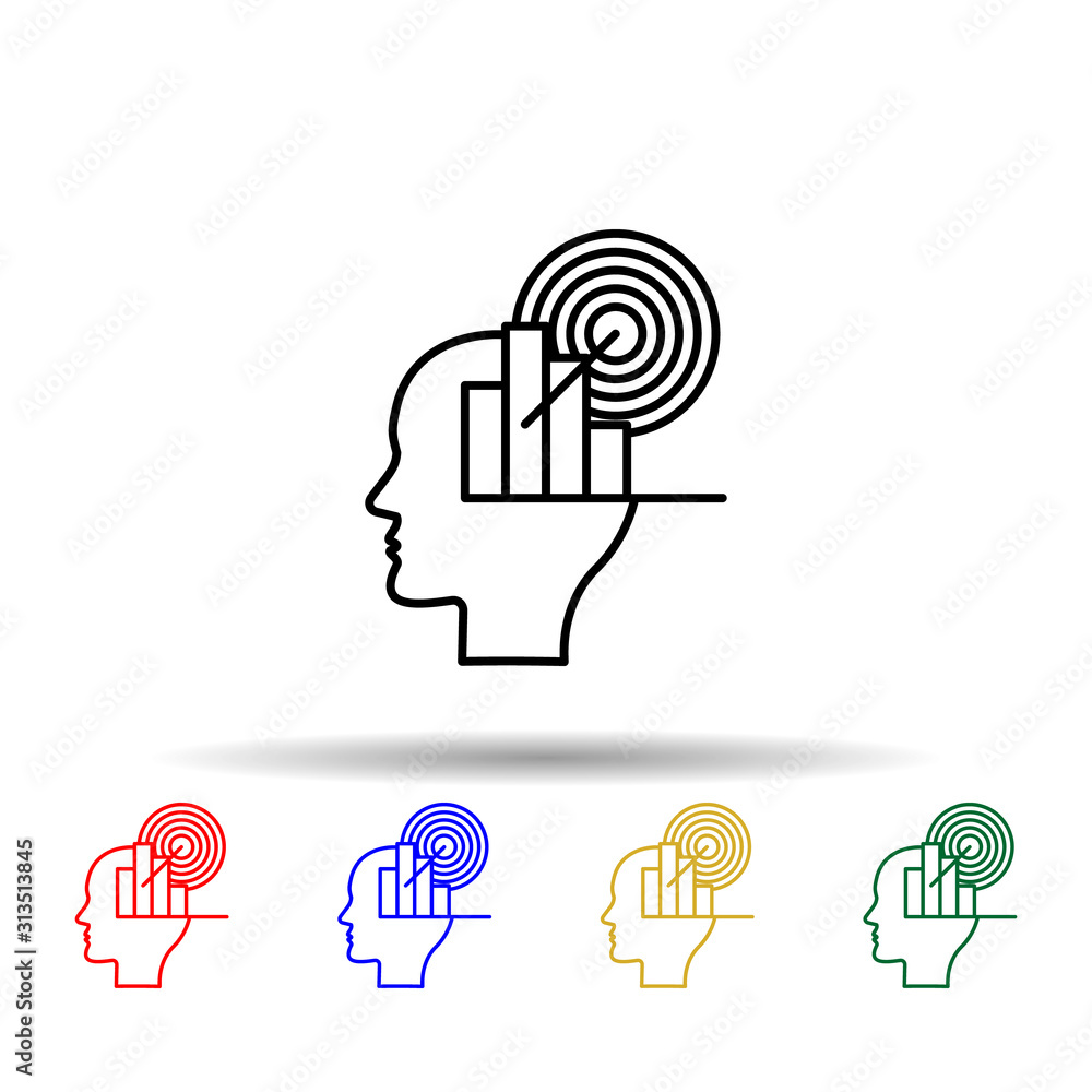 Poster head, business, graph multi color style icon. simple thin line, outline vector of creative thinking 
