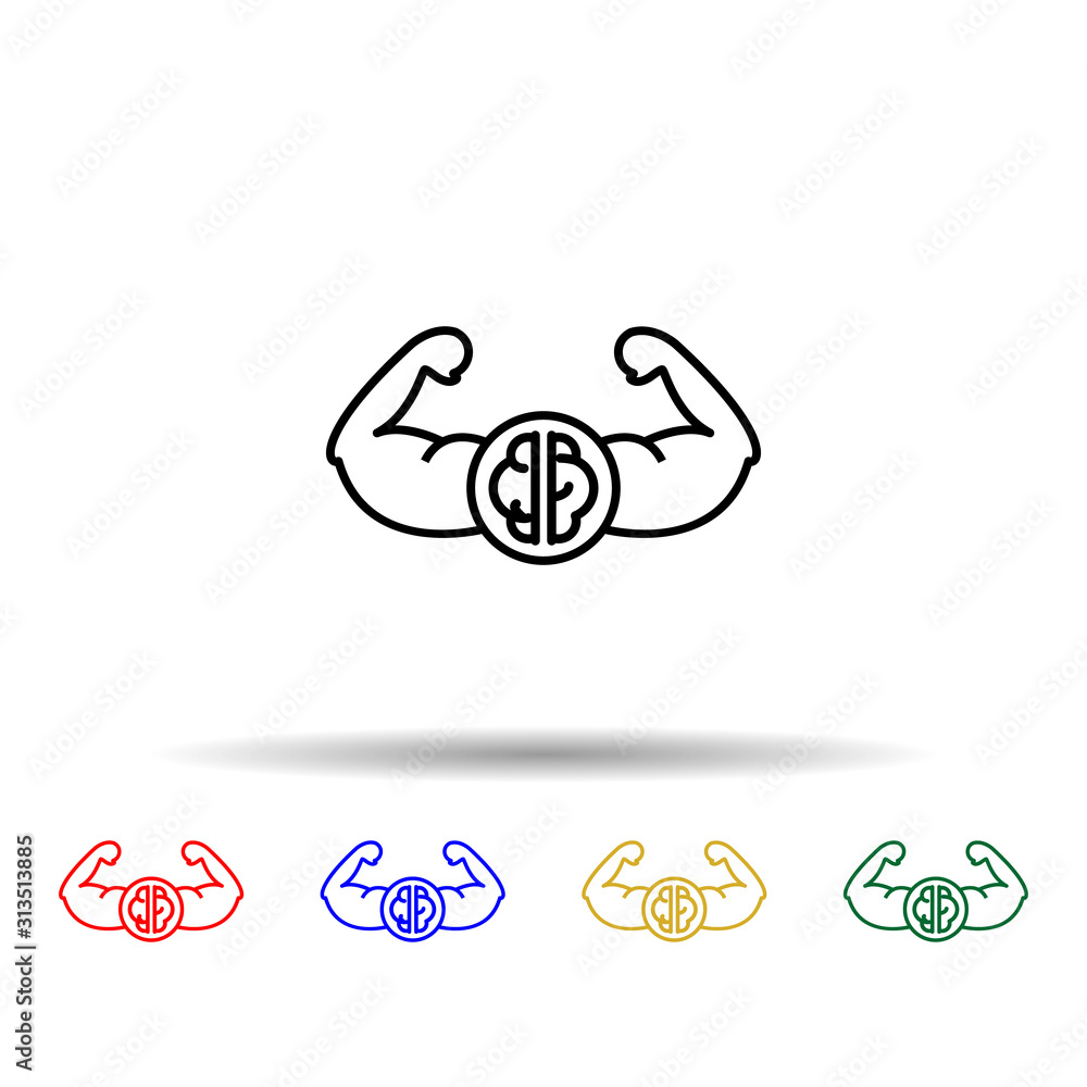 Poster healthy, muscle, brain multi color style icon. simple thin line, outline vector of creative thinking