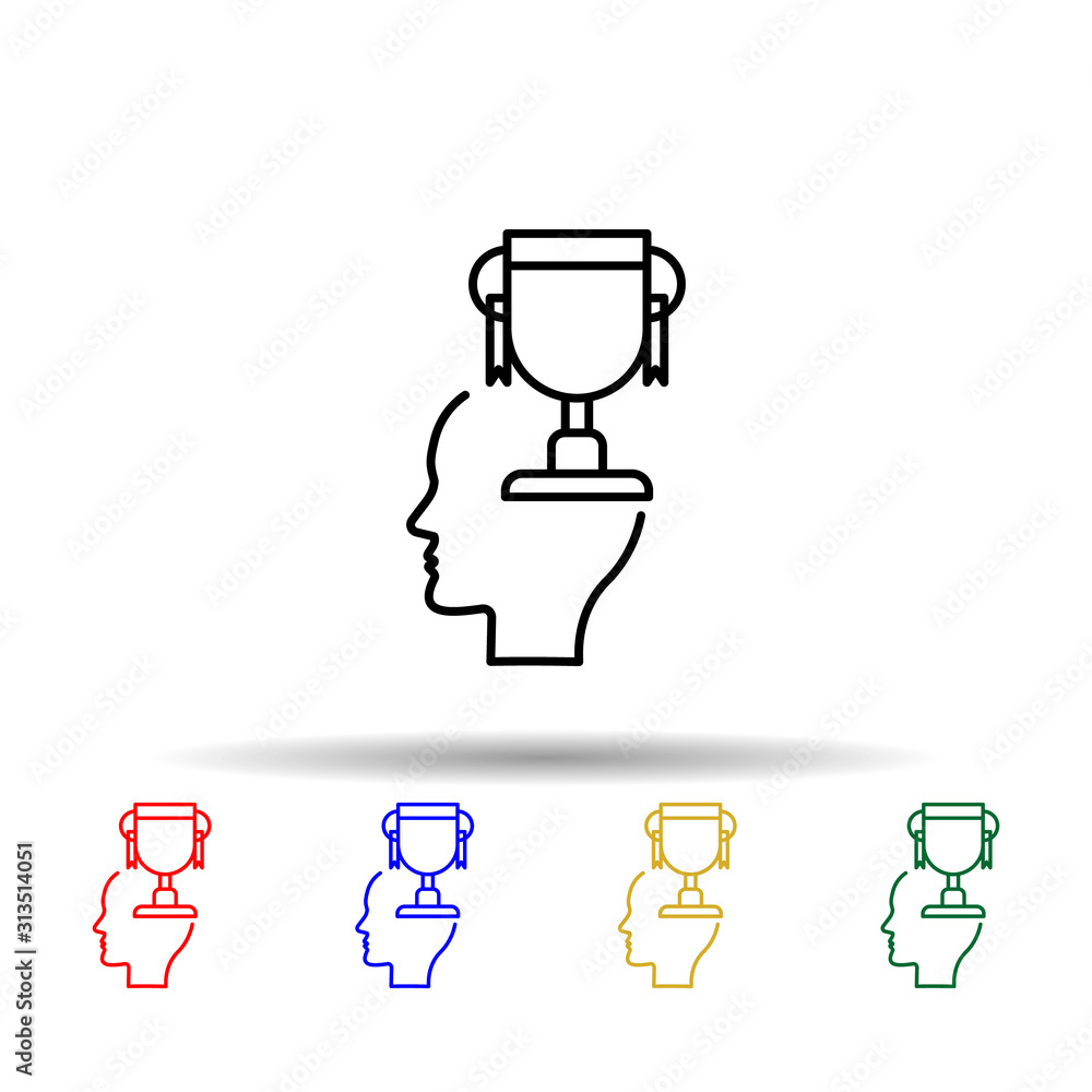 Poster award, trophy, head multi color style icon. simple thin line, outline vector of creative thinking ic