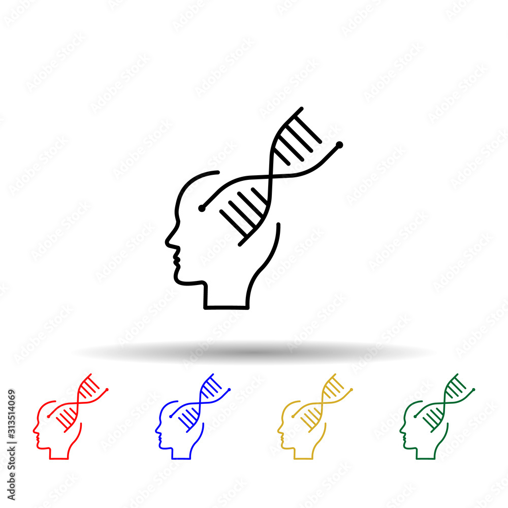 Aufkleber brain, dna, genetic multi color style icon. simple thin line, outline vector of creative thinking ic
