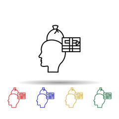Bill, investment, head multi color style icon. Simple thin line, outline vector of creative thinking icons for ui and ux, website or mobile application