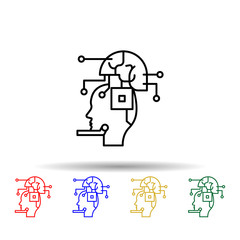 Robot, ai, brain multi color style icon. Simple thin line, outline vector of creative thinking icons for ui and ux, website or mobile application