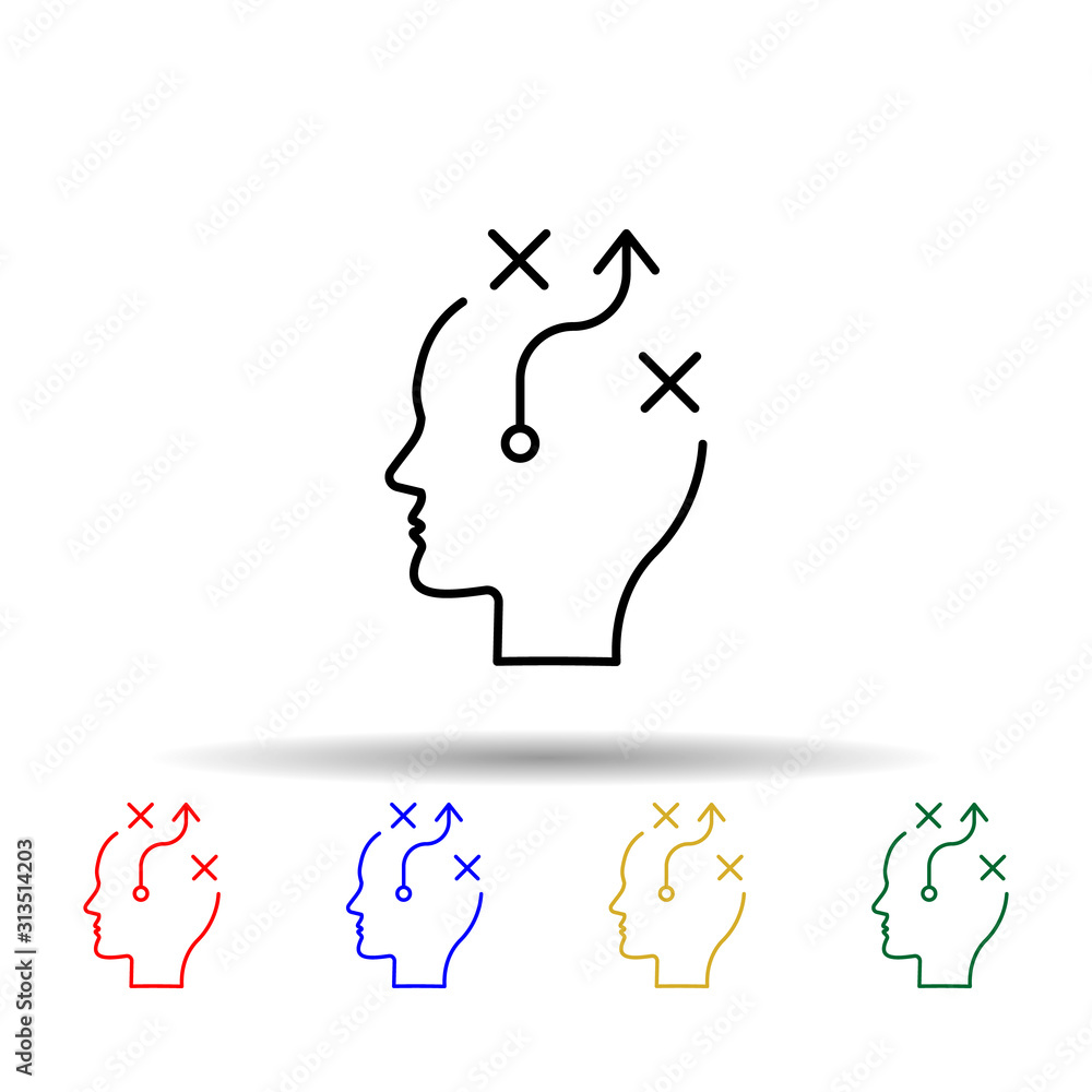 Poster planning, strategy, brain multi color style icon. simple thin line, outline vector of creative think