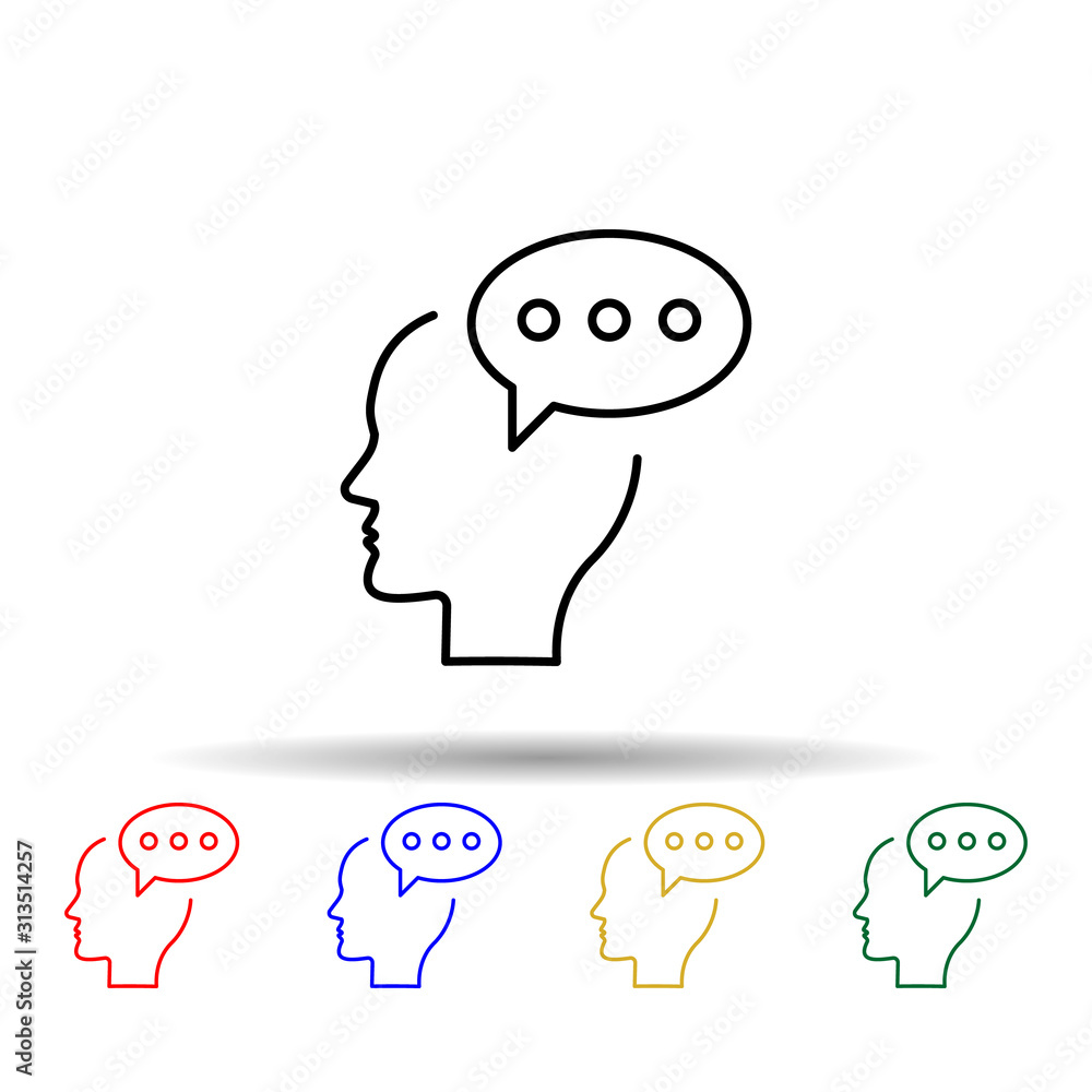 Poster chat, comment, brain multi color style icon. simple thin line, outline vector of creative thinking i