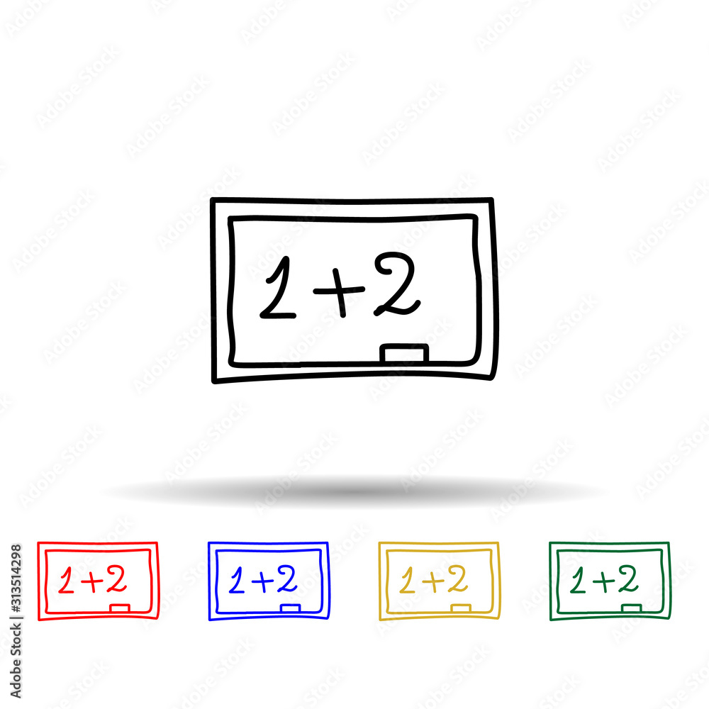 Poster exercise on the school board sketch multi color style icon. simple thin line, outline vector of educ