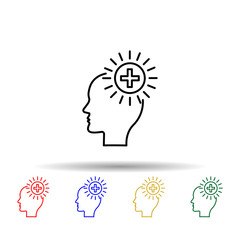 Plus, health, brain multi color style icon. Simple thin line, outline vector of creative thinking icons for ui and ux, website or mobile application
