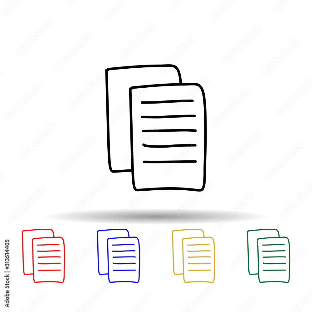 Poster sheets of papers sketch multi color style icon. simple thin line, outline vector of education icons 