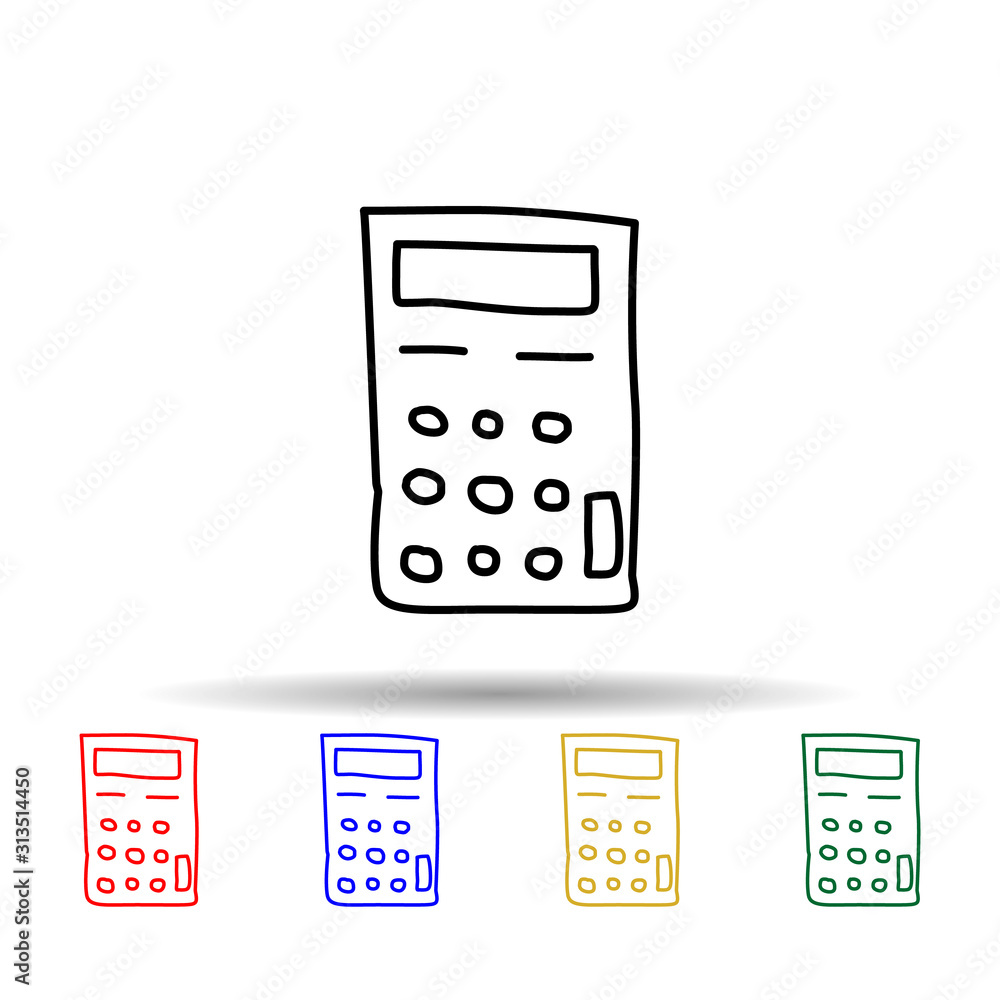 Poster calculator sketch multi color style icon. simple thin line, outline vector of education icons for ui