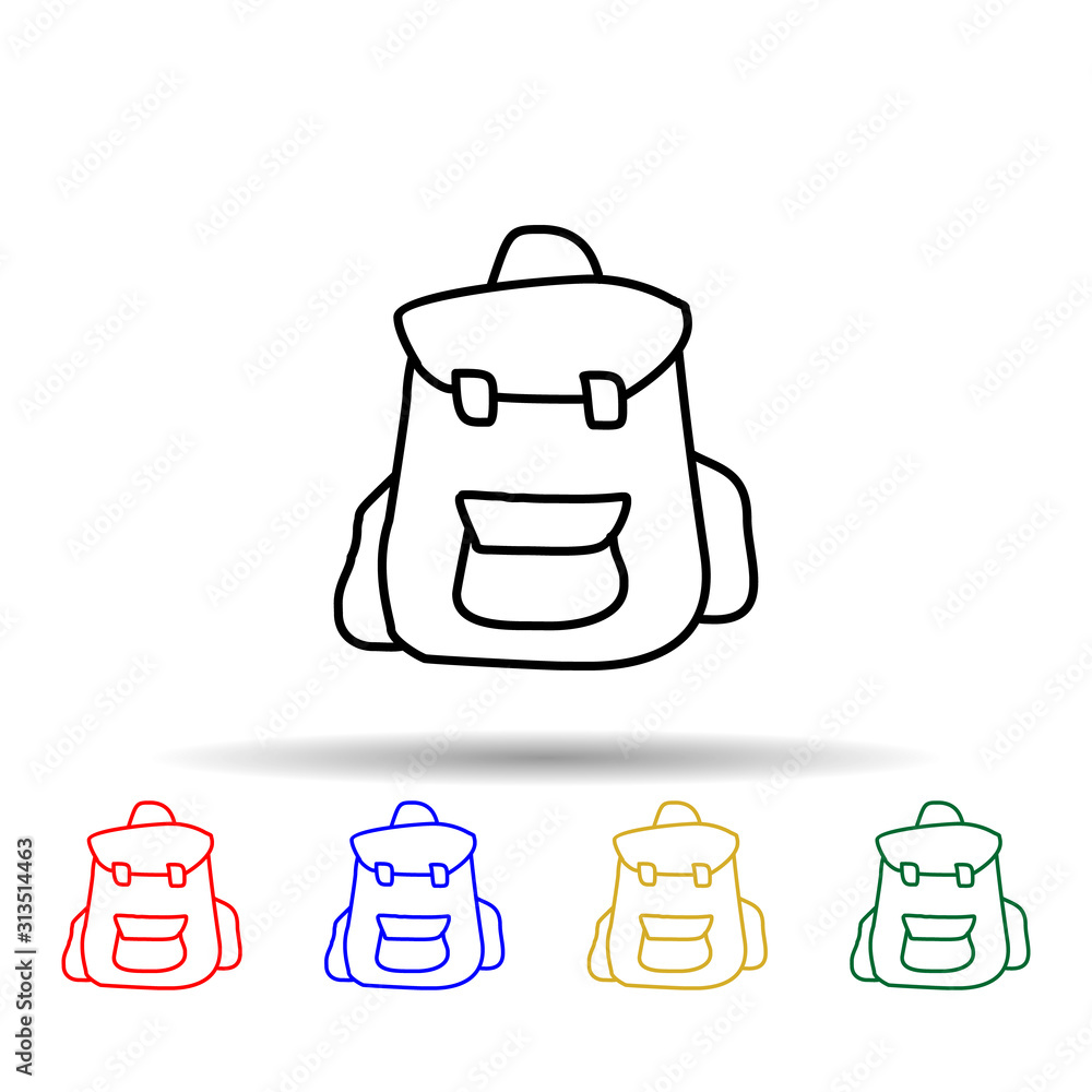 Poster backpack sketch multi color style icon. simple thin line, outline vector of education icons for ui a