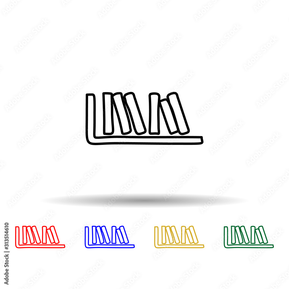 Aufkleber books on the shelf sketch multi color style icon. simple thin line, outline vector of education icon