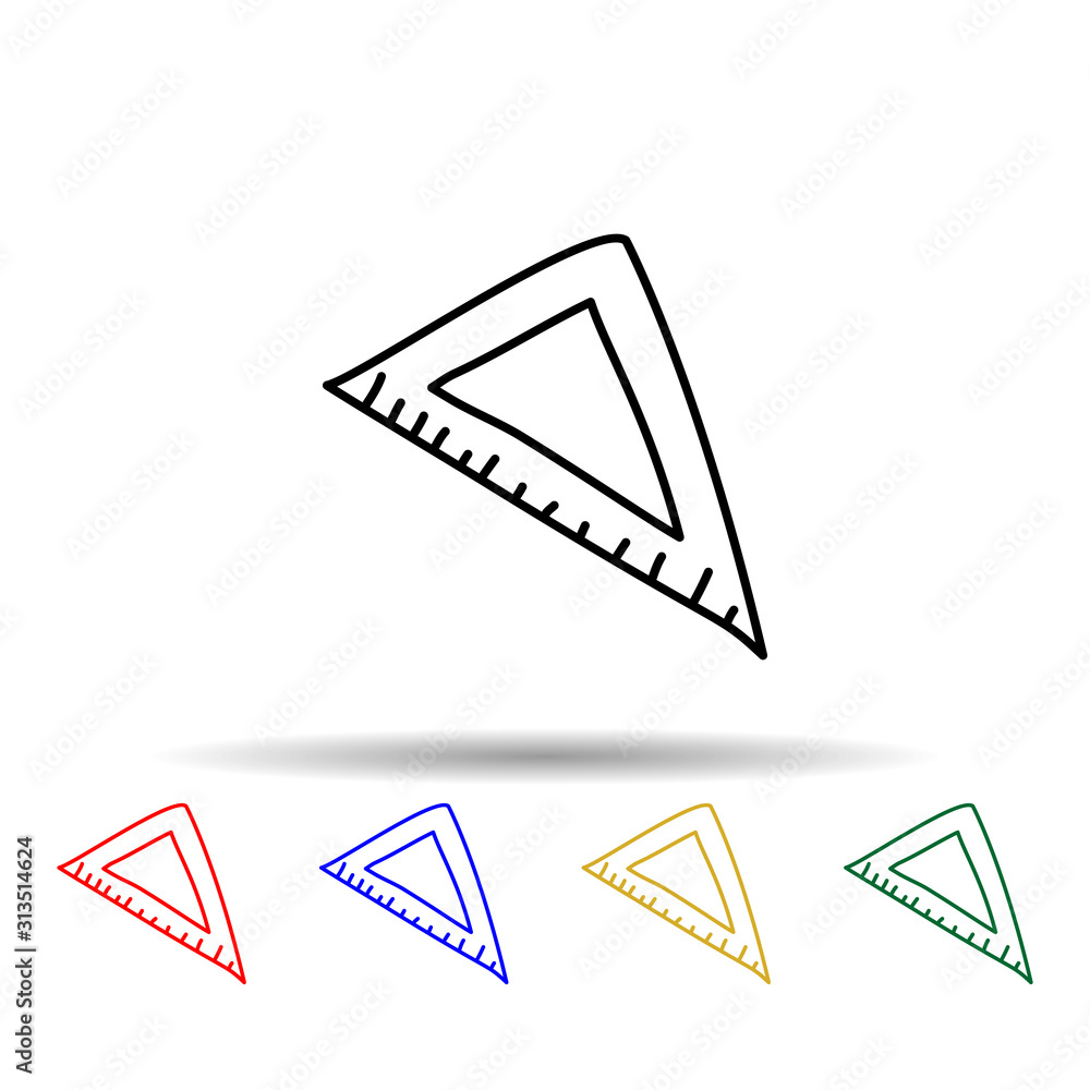 Poster angle ruler sketch multi color style icon. simple thin line, outline vector of education icons for u