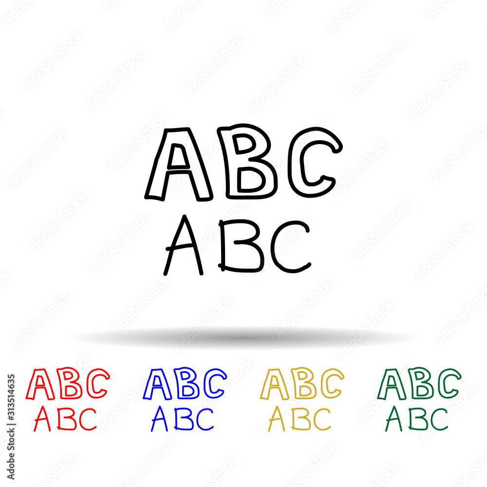 Poster alphabet sketch multi color style icon. simple thin line, outline vector of education icons for ui a