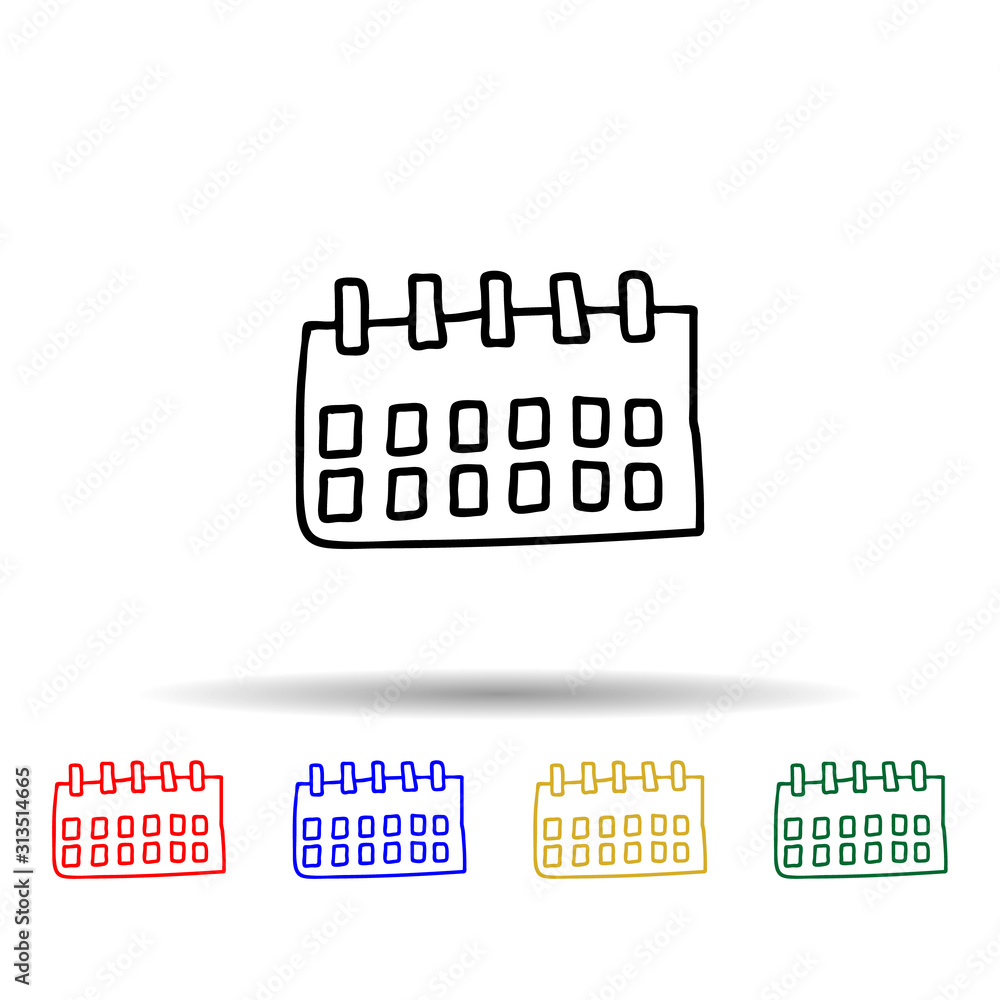 Poster the calendar sketch multi color style icon. simple thin line, outline vector of education icons for 